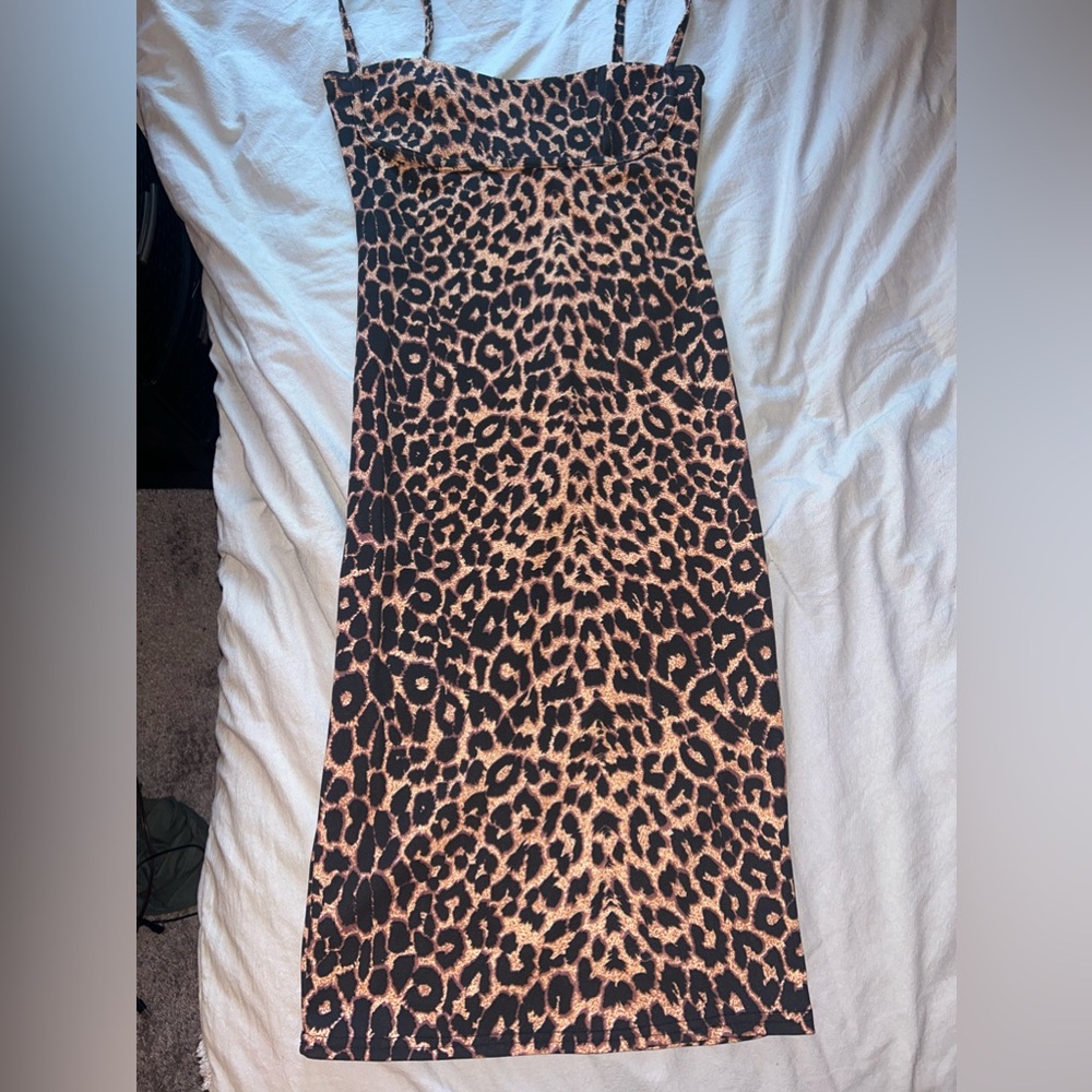 Spaghetti strap cheetah print dress